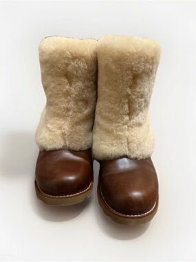 UGG Maylin Chestnut Leather Shearling Boots Women’s 6 | Rare Y2K Après Ski